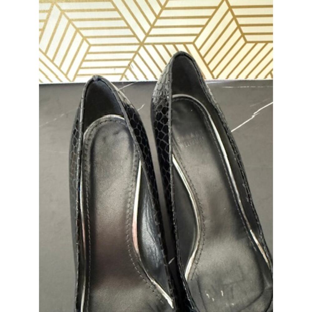Stuart Weitzman Women's Black Open Toe Snakeskin … - image 4